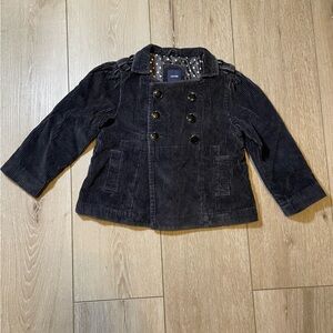 Toddler Gap Black Corduroy Pea Coat Jacket‎ 3T
